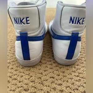 Nike White and Blue High-Top Sneakers
